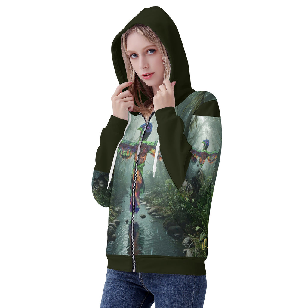 Phoenix Rising - Original Art by Craig Davoll -  Women's All Over Print Zip Hoodie