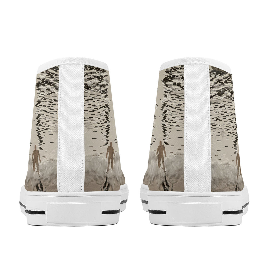 Midnight Run - Original artwork by Craig Davoll - FWS High-Top Canvas Shoes With Customized Tongue - White