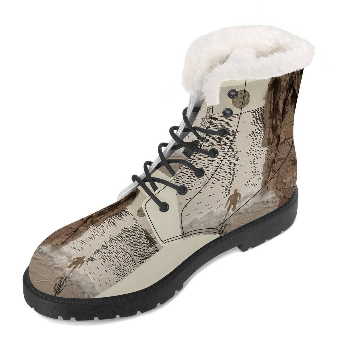 Midnight Run - Original Artwork by Craig Davoll - SF_D86 Faux Fur Synthetic Leather Boot
