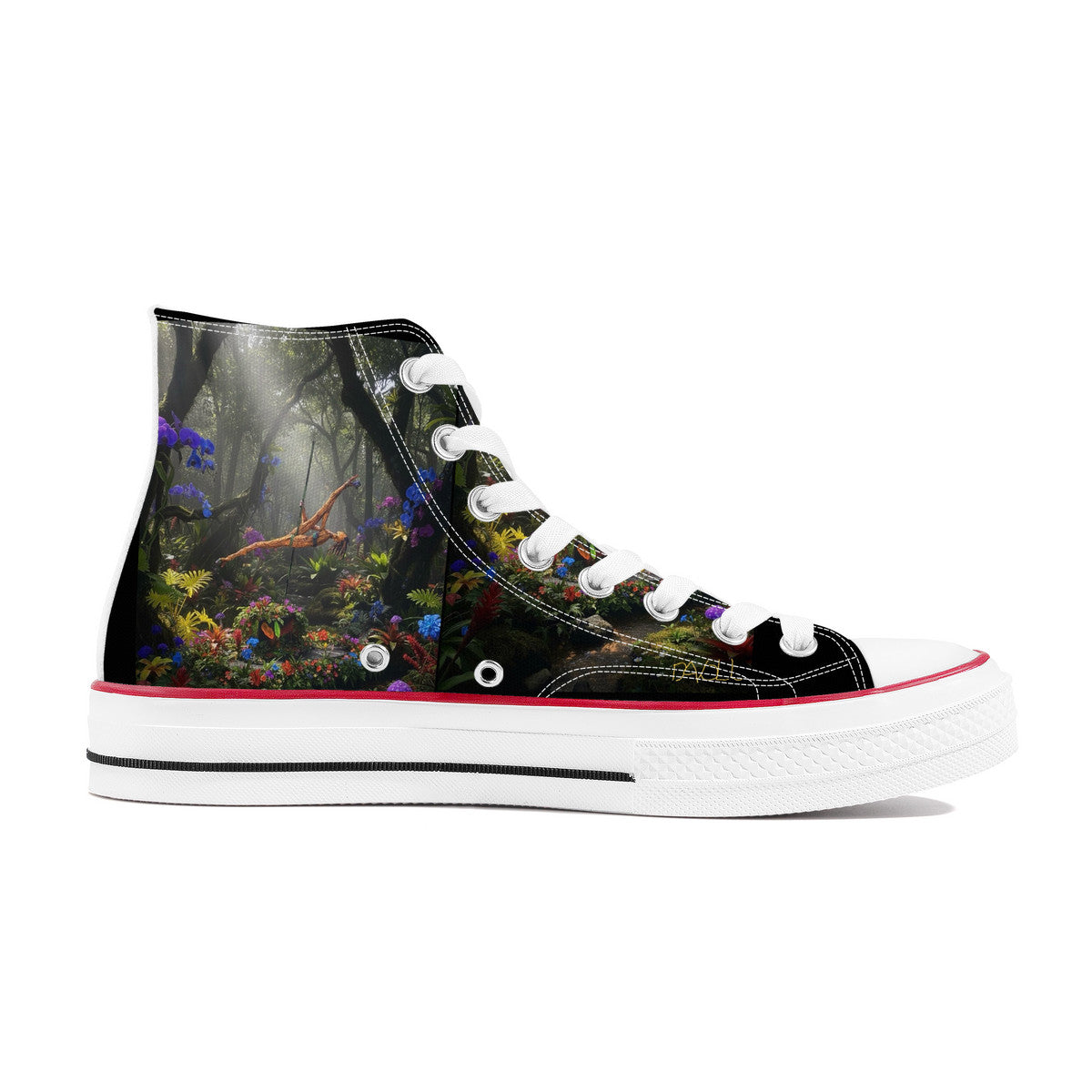 Strength, Power and Beauty on Display - Original Art by Craig Davoll -  High Top Canvas Shoes - White