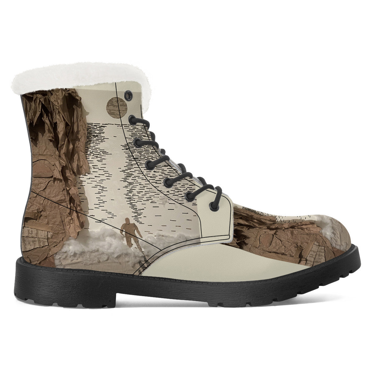 Midnight Run - Original Artwork by Craig Davoll - SF_D86 Faux Fur Synthetic Leather Boot