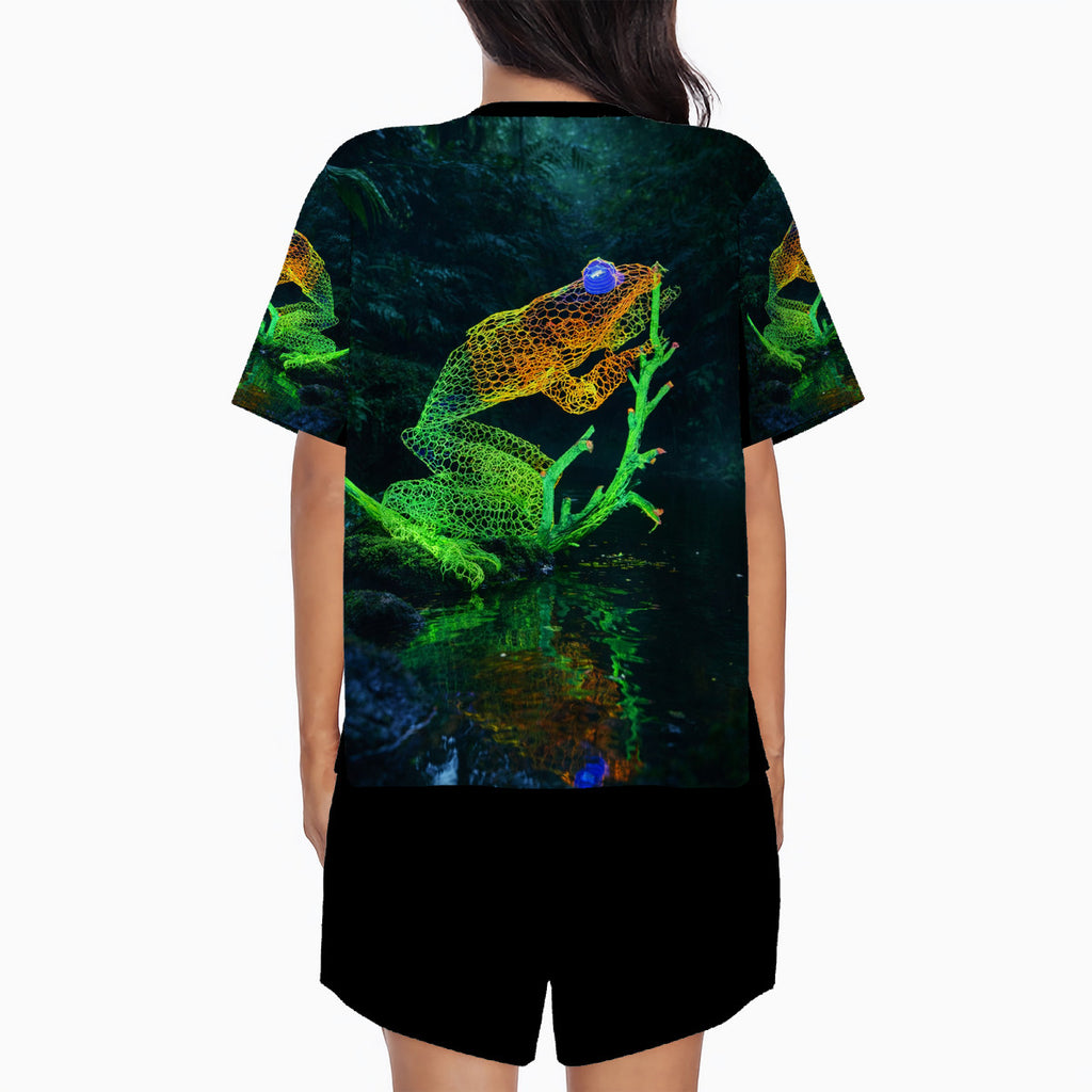 Feeling Froggy - Original Art by Craig Davoll - Women's Summer Round Neck Pajamas