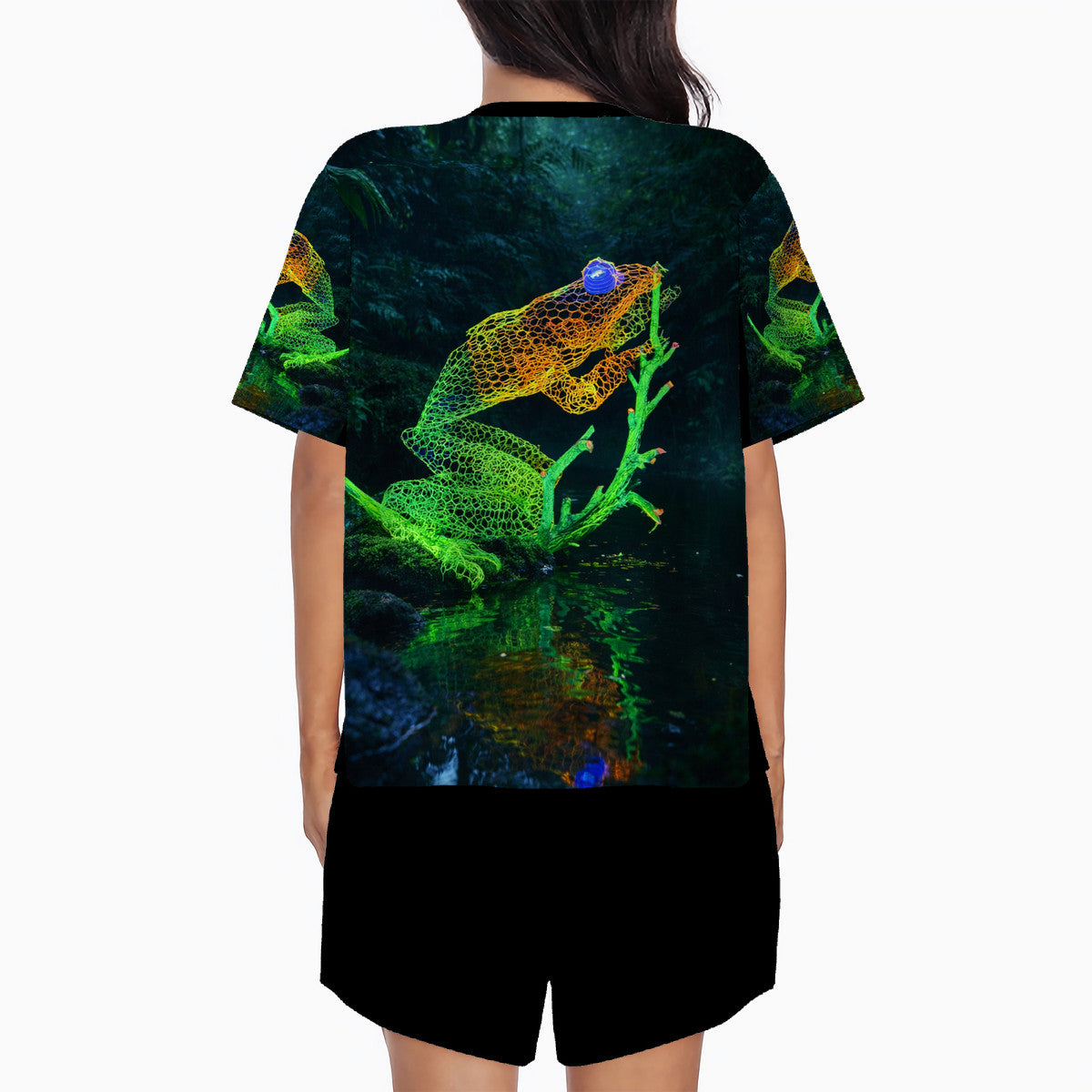 Feeling Froggy - Original Art by Craig Davoll - Women's Summer Round Neck Pajamas