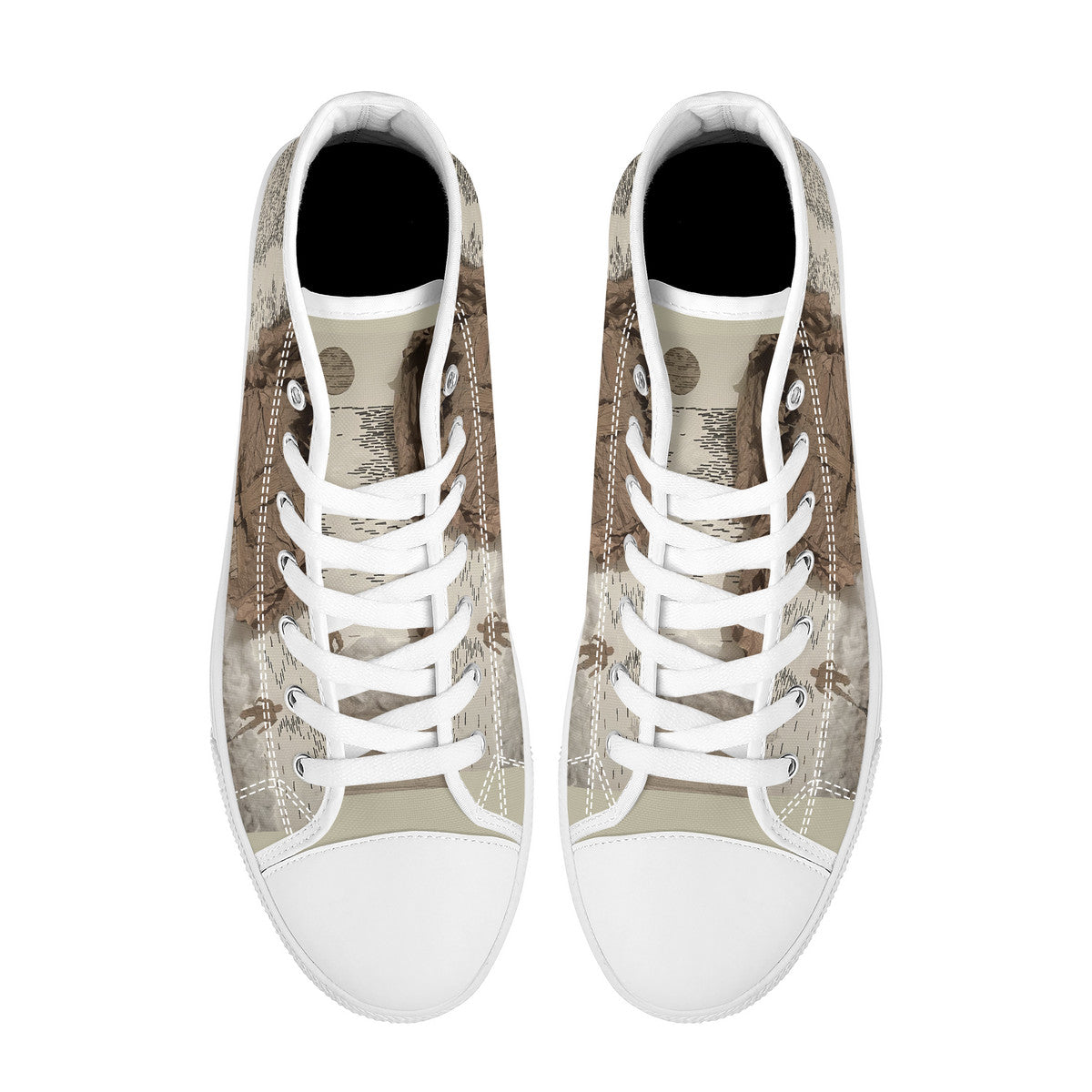 Midnight Run - Original artwork by Craig Davoll - FWS High-Top Canvas Shoes With Customized Tongue - White