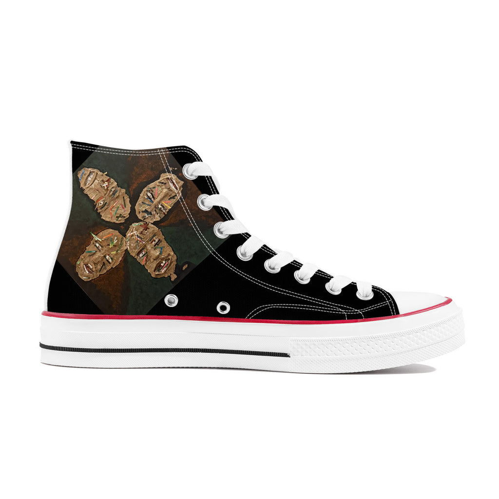 Four as One - Original artwork by Craig Davoll - D70 High Top Canvas Shoes - White