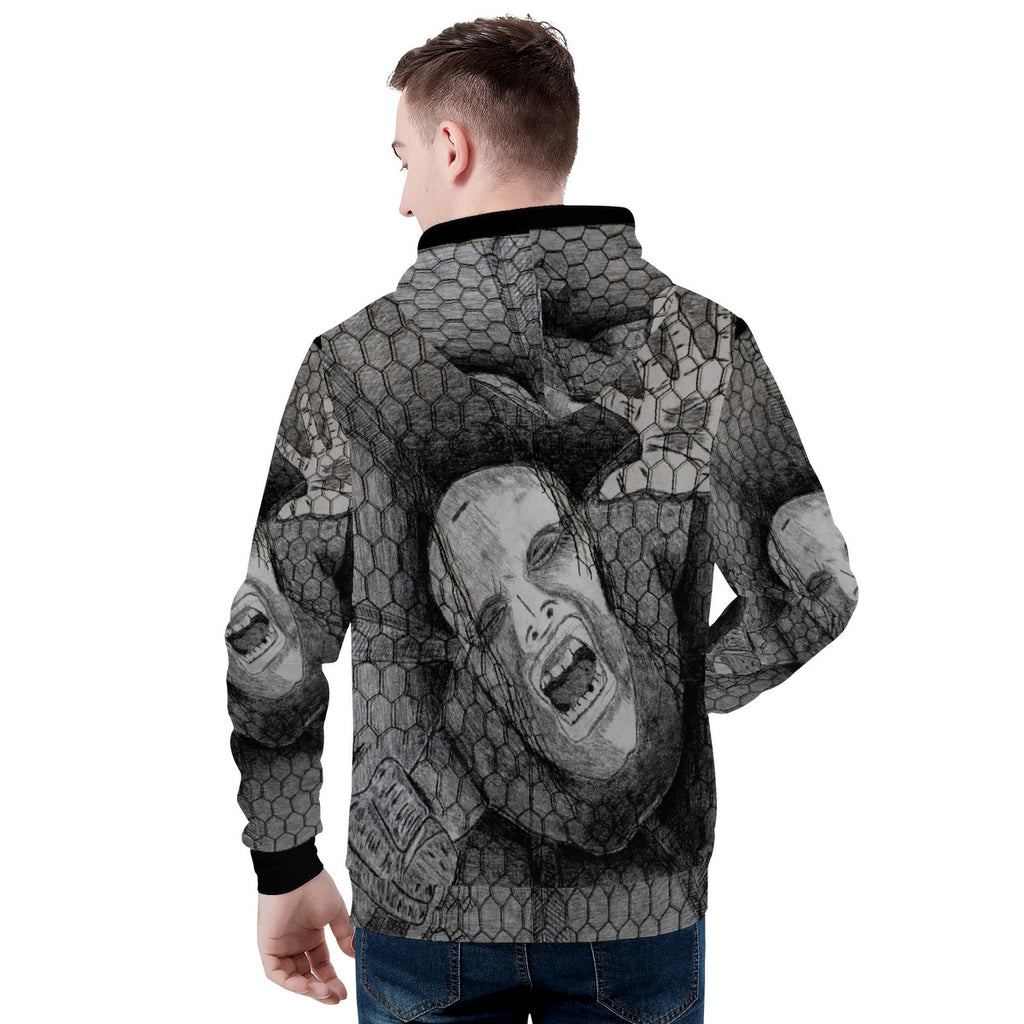 Rage - Original Artwork by Craig Davoll - Men's All Over Print Hoodie