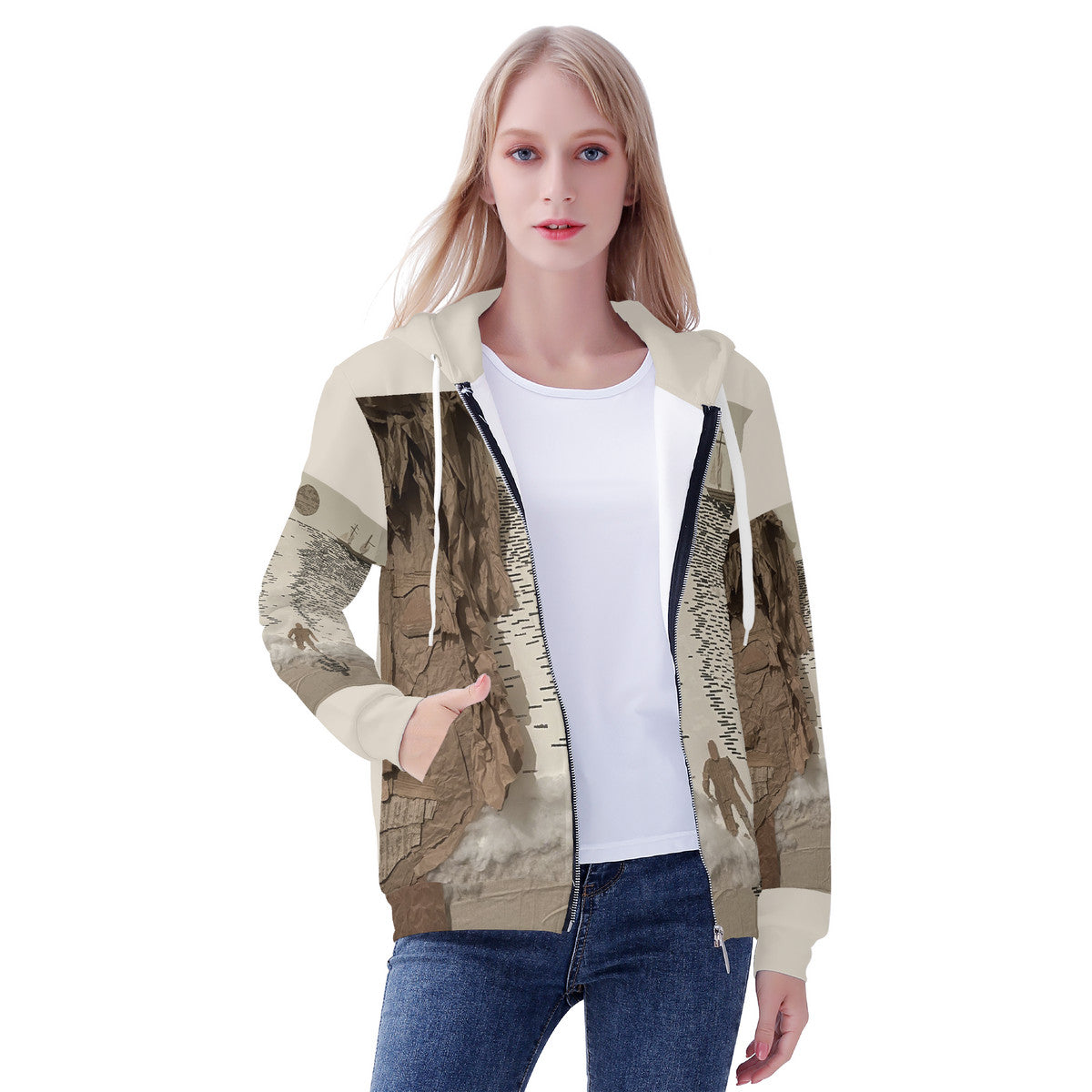 Midnight Run - Original Artwork by Craig Davoll - Women's All Over Print Zip Hoodie