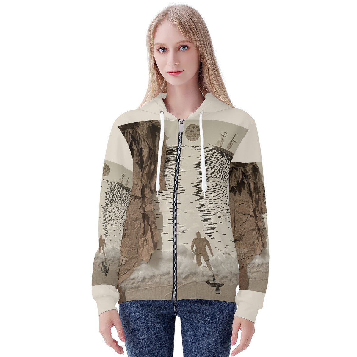 Midnight Run - Original Artwork by Craig Davoll - Women's All Over Print Zip Hoodie