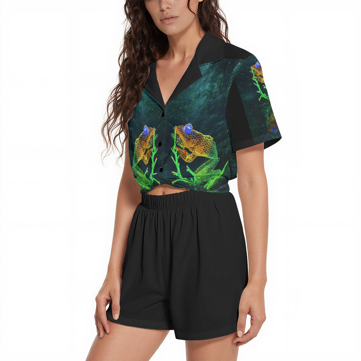 Feeling Froggy - Original Art by Craig Davoll - Premium Women's short pajama set