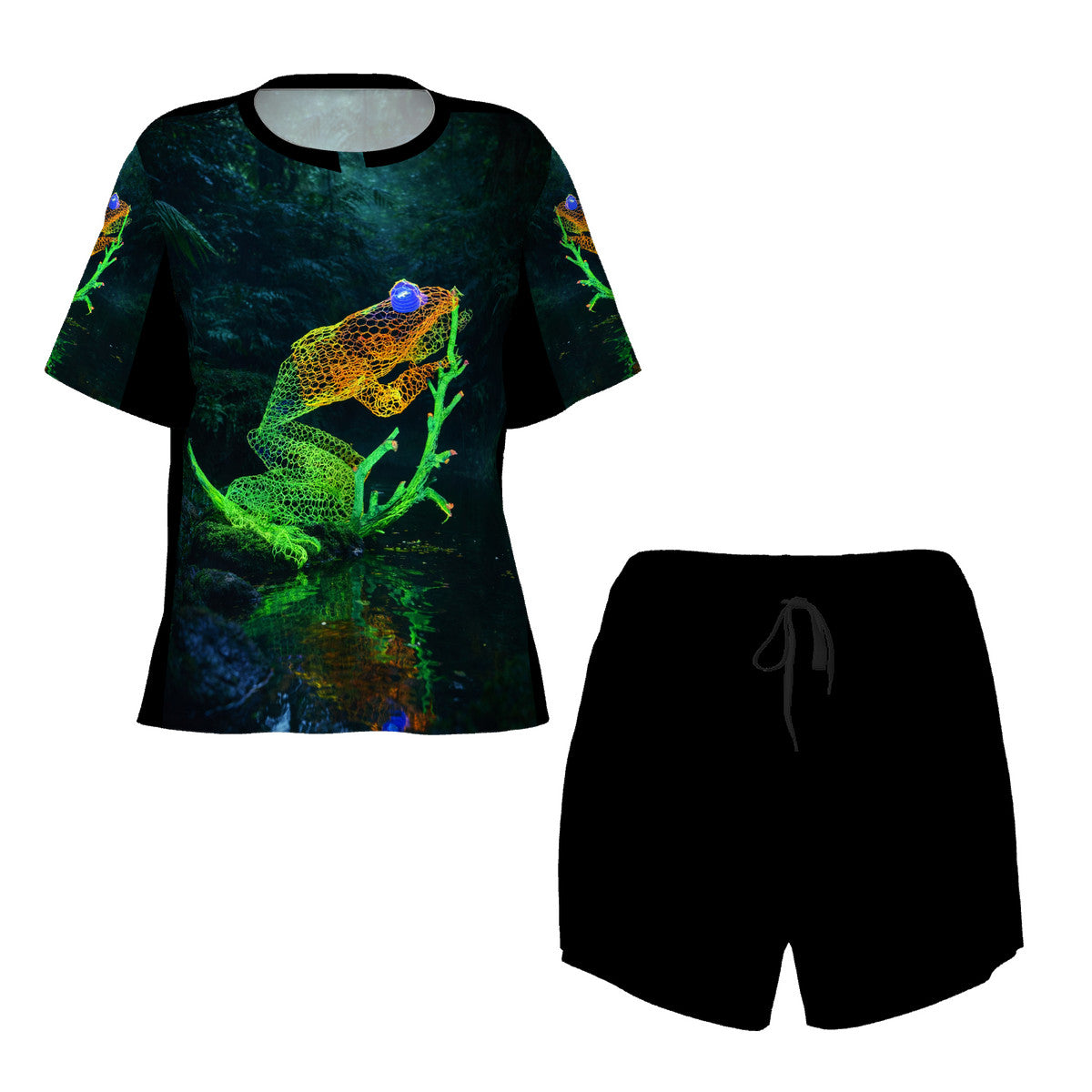 Feeling Froggy - Original Art by Craig Davoll - Women's Summer Round Neck Pajamas