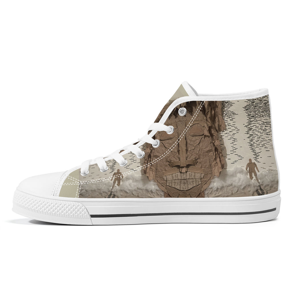 Midnight Run - Original artwork by Craig Davoll - FWS High-Top Canvas Shoes With Customized Tongue - White