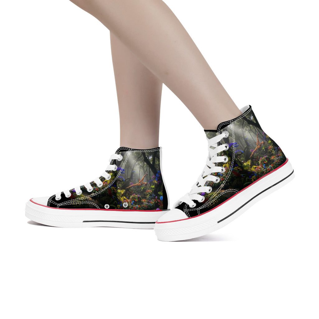 Strength, Power and Beauty on Display - Original Art by Craig Davoll -  High Top Canvas Shoes - White