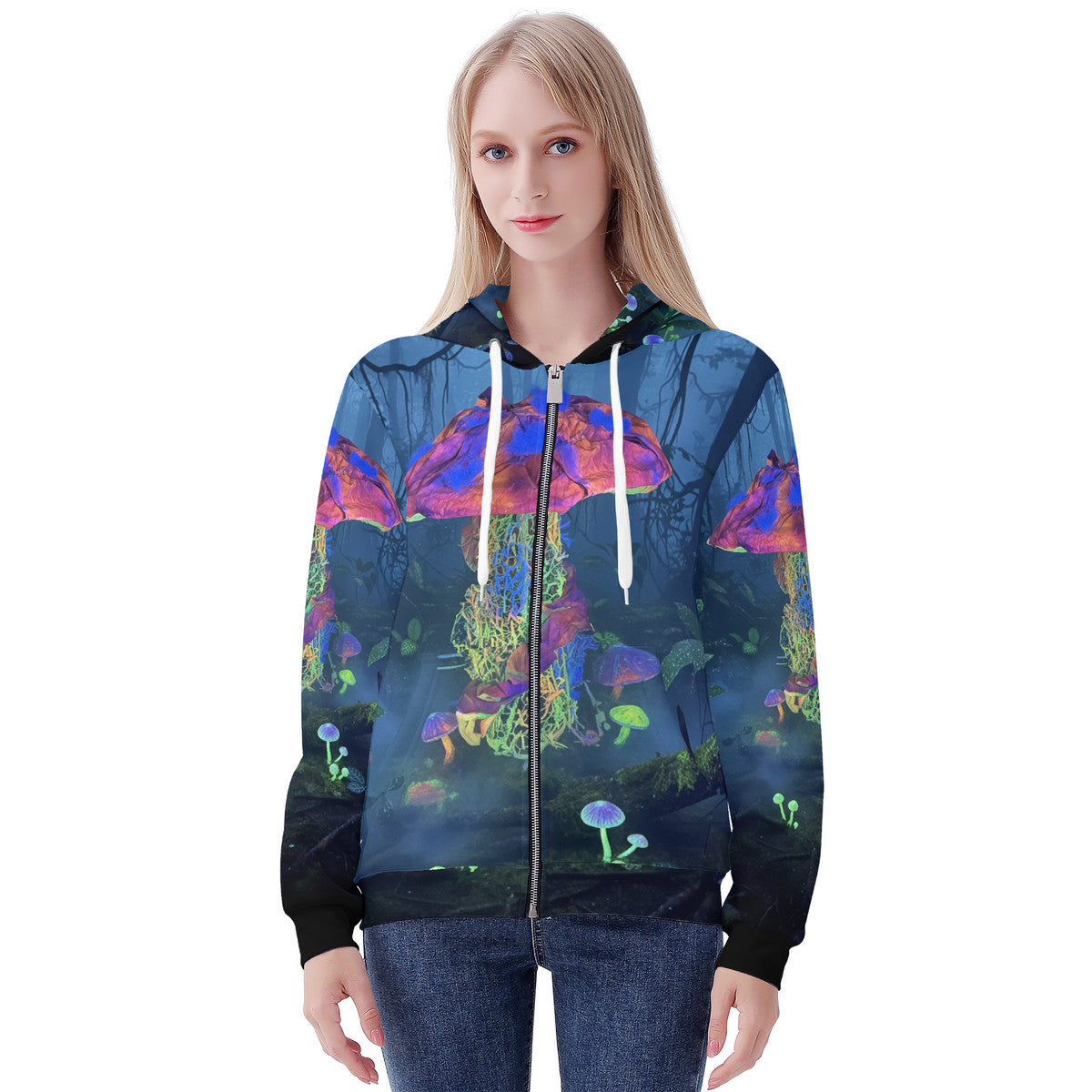 Mycel - Original Art by Craig Davoll - Women's All Over Print Zip Hoodie