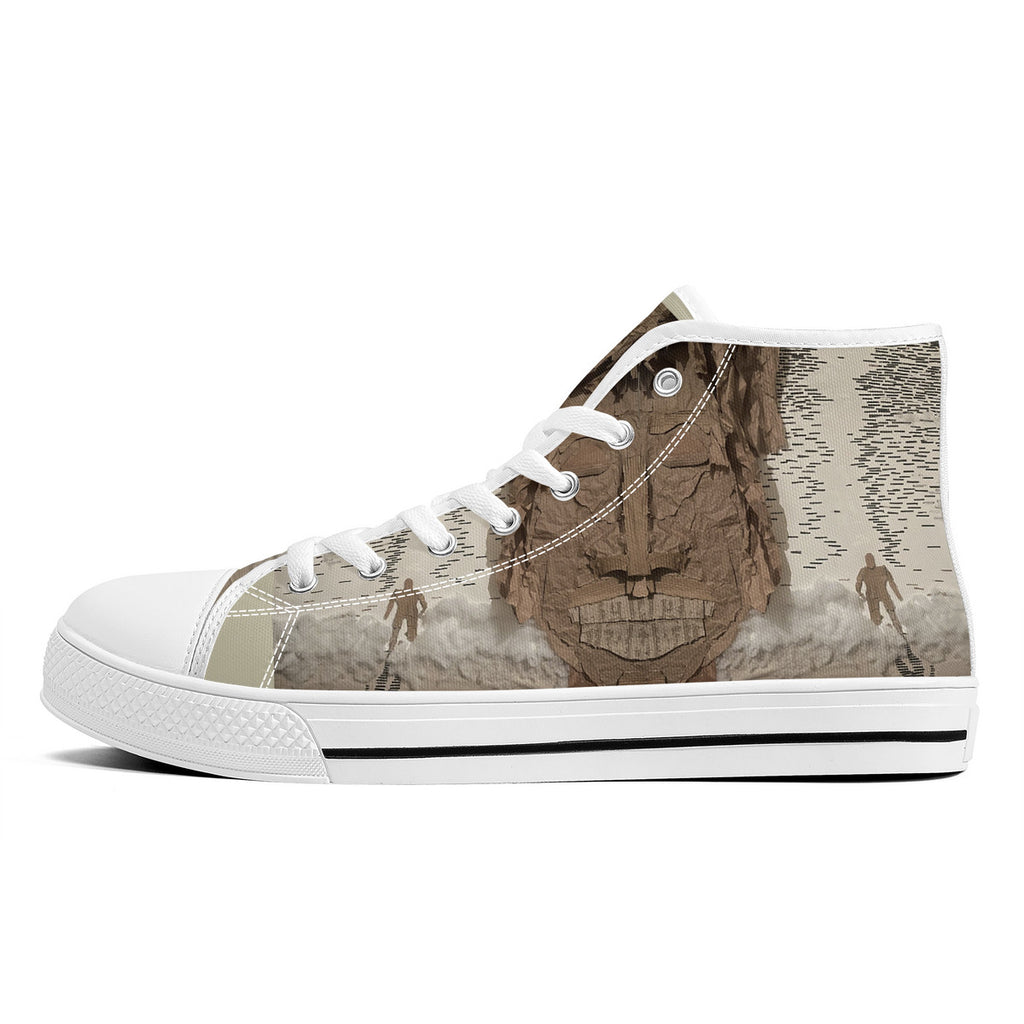 Midnight Run - Original artwork by Craig Davoll - FWS High-Top Canvas Shoes With Customized Tongue - White