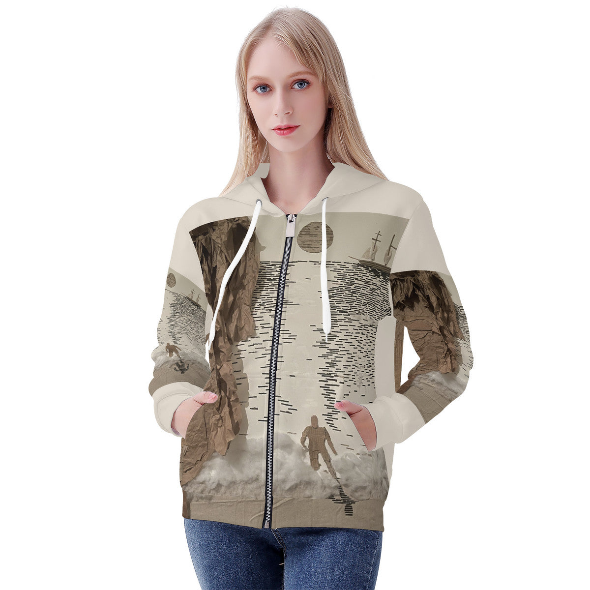 Midnight Run - Original Artwork by Craig Davoll - Women's All Over Print Zip Hoodie