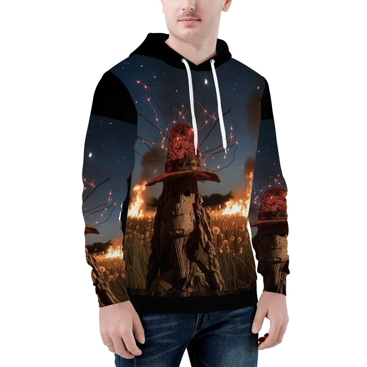 Dan D. Lion - Fire - Original Artwork by Craig Davoll -  Men's All Over Print Hoodie
