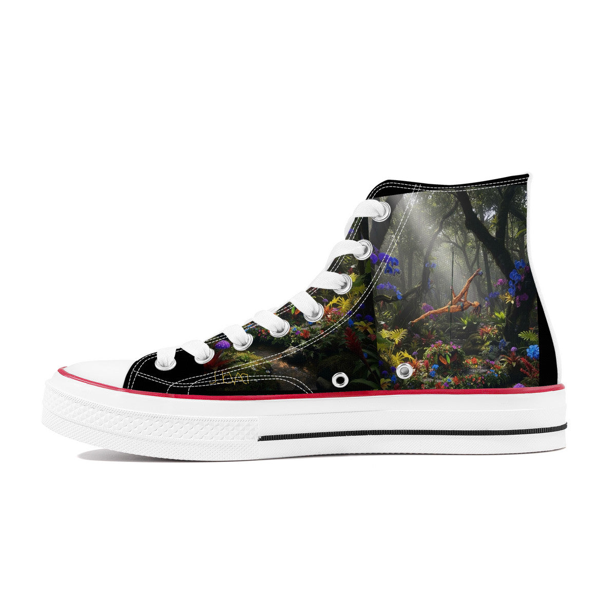 Strength, Power and Beauty on Display - Original Art by Craig Davoll -  High Top Canvas Shoes - White