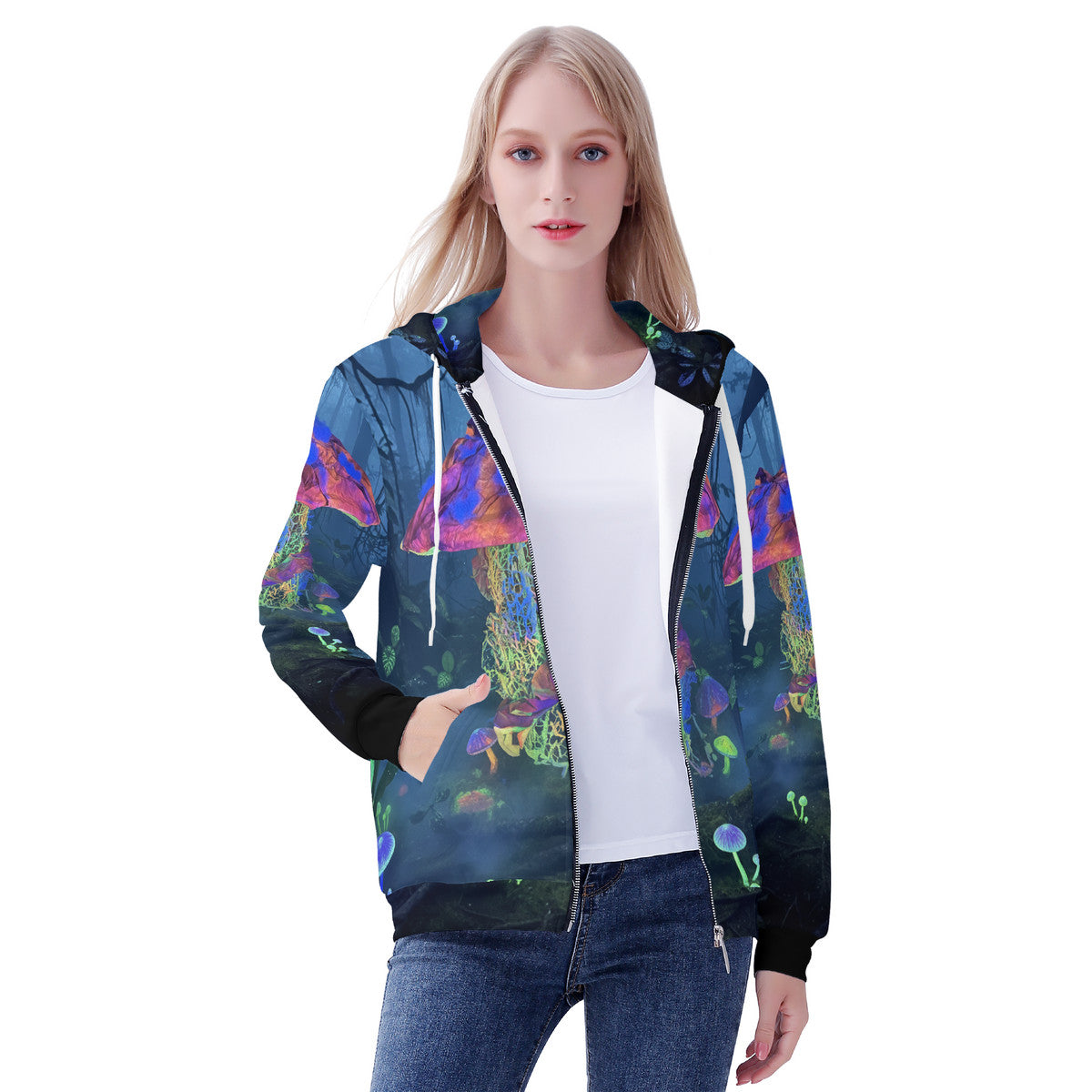 Mycel - Original Art by Craig Davoll - Women's All Over Print Zip Hoodie