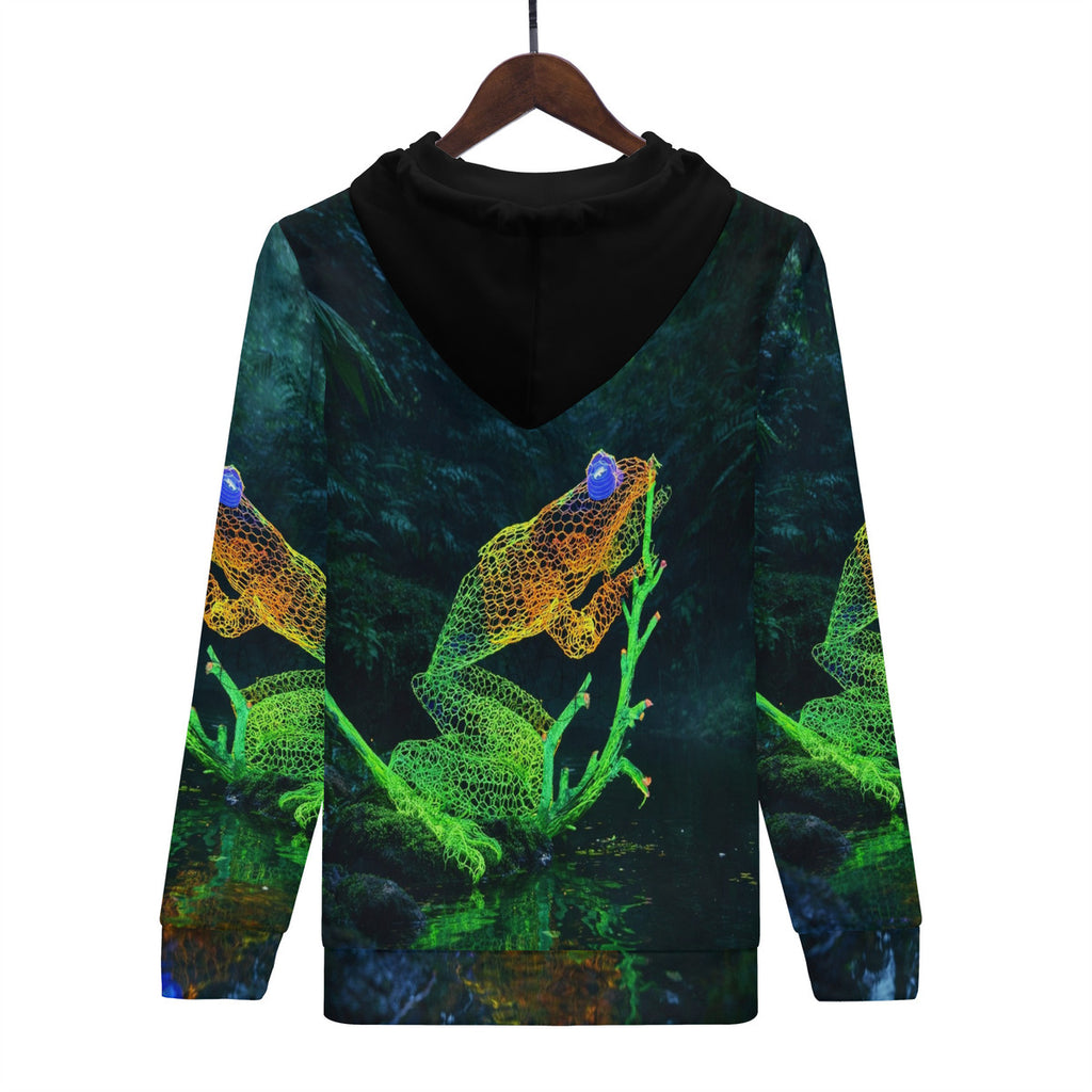 Feeling Froggy - Original Artwork by Craig Davoll -  Women's All Over Print Zip Hoodie