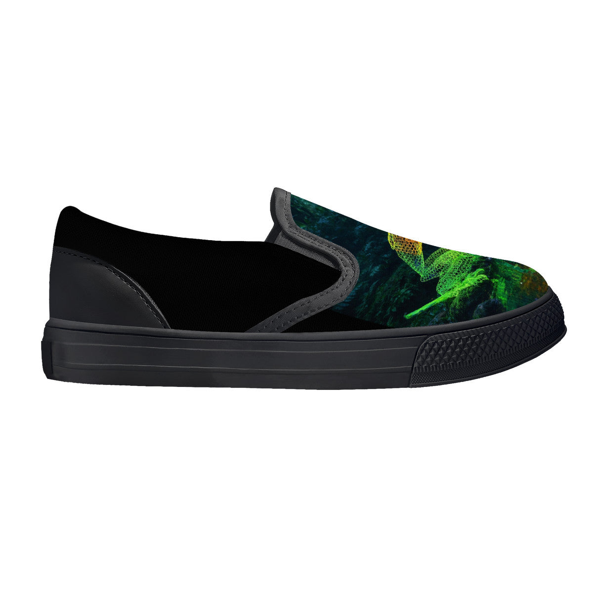 Feeling Froggy -  Original artwork by Craig Davoll - D28 Kids Slip-on shoes - Black
