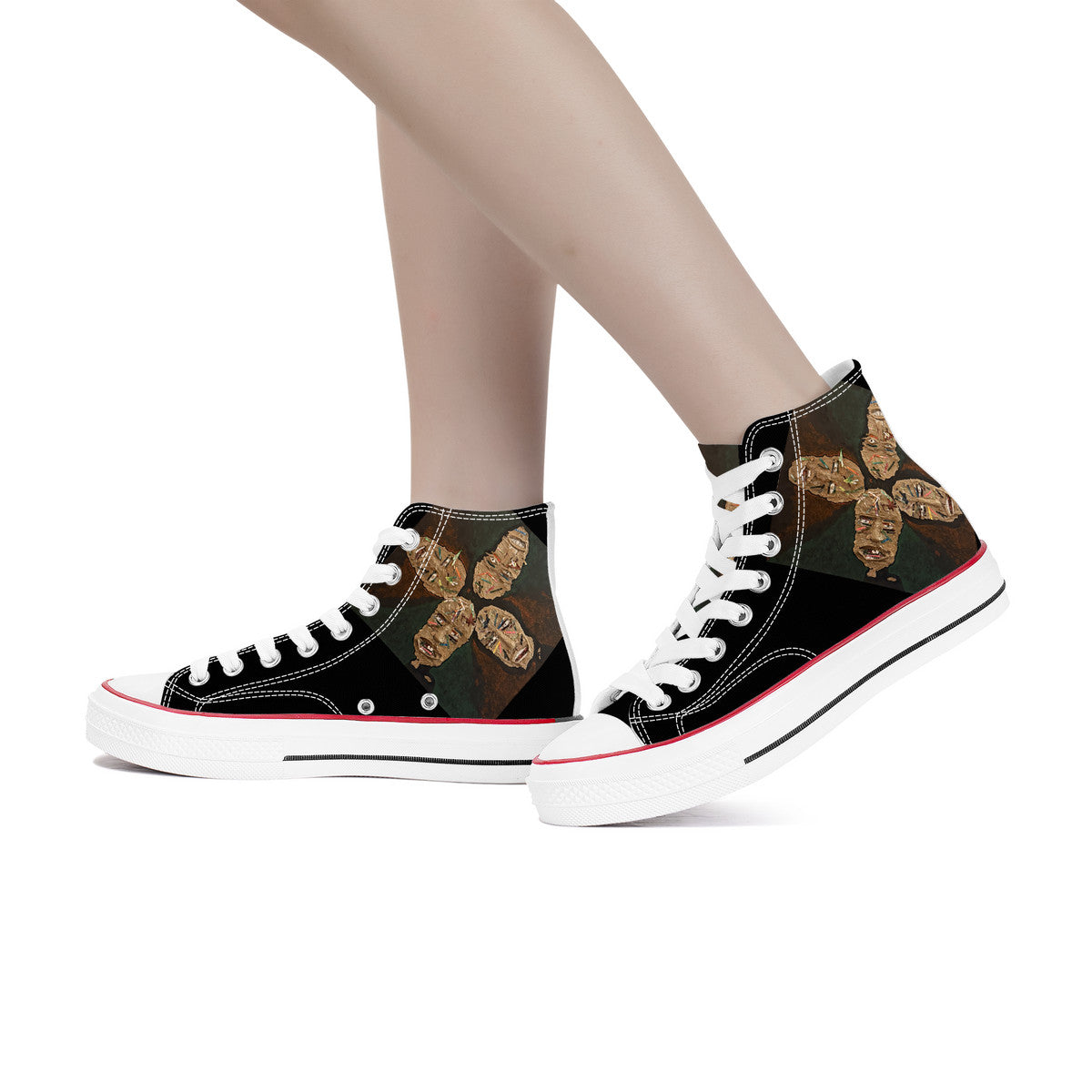 Four as One - Original artwork by Craig Davoll - D70 High Top Canvas Shoes - White