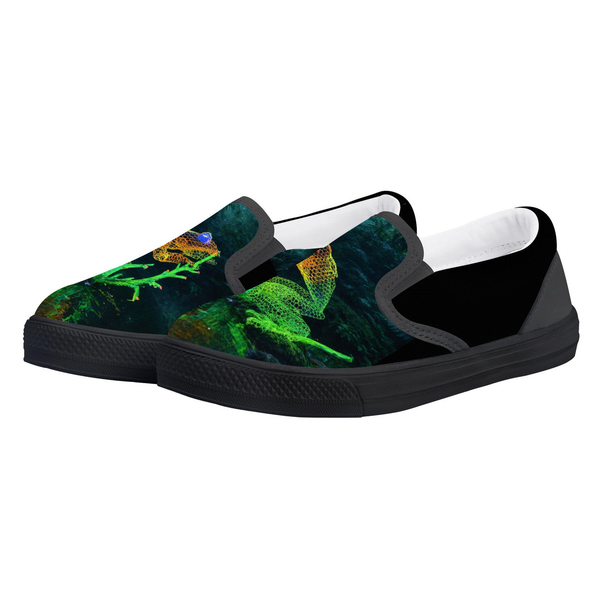 Feeling Froggy -  Original artwork by Craig Davoll - D28 Kids Slip-on shoes - Black