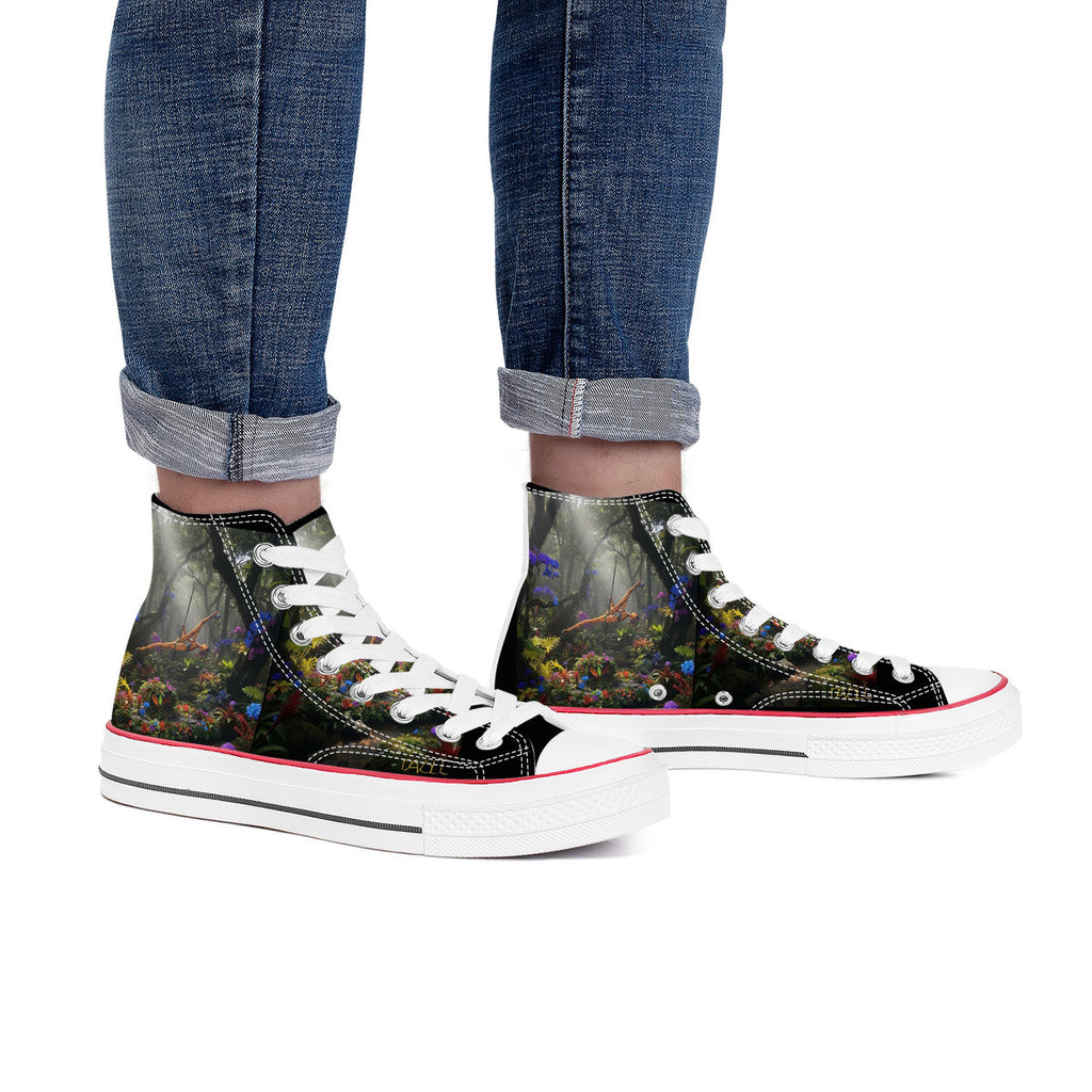 Strength, Power and Beauty on Display - Original Art by Craig Davoll -  High Top Canvas Shoes - White