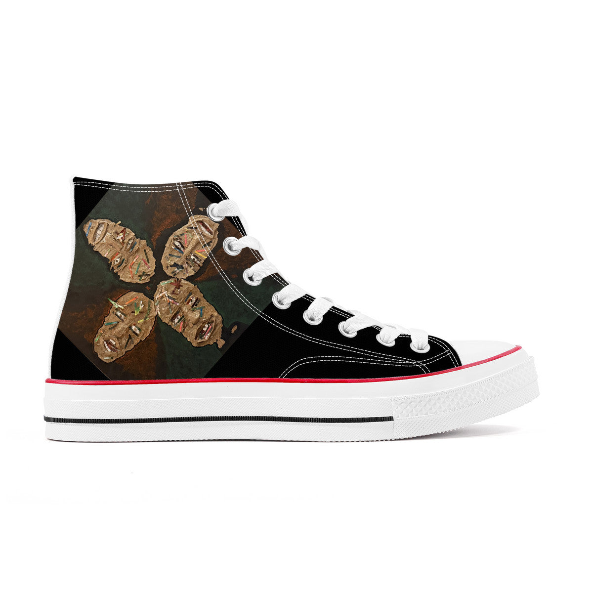 Four as One - Original artwork by Craig Davoll - D70 High Top Canvas Shoes - White