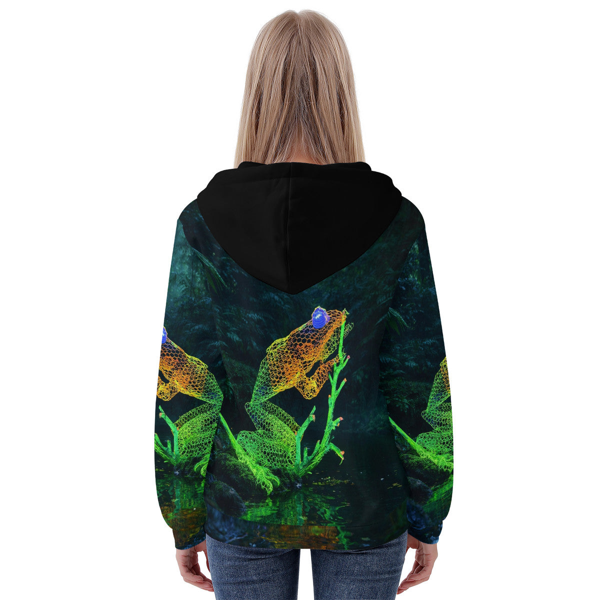 Feeling Froggy - Original Artwork by Craig Davoll -  Women's All Over Print Zip Hoodie