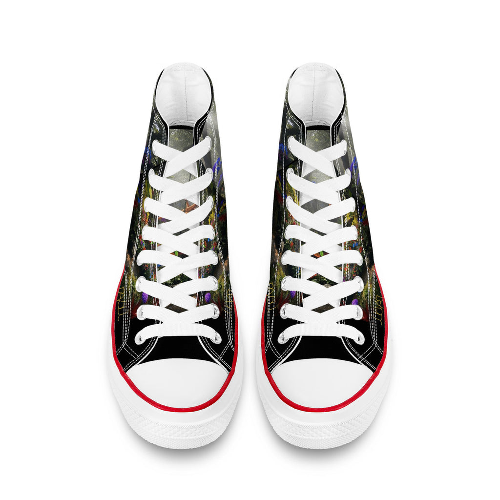 Strength, Power and Beauty on Display - Original Art by Craig Davoll -  High Top Canvas Shoes - White