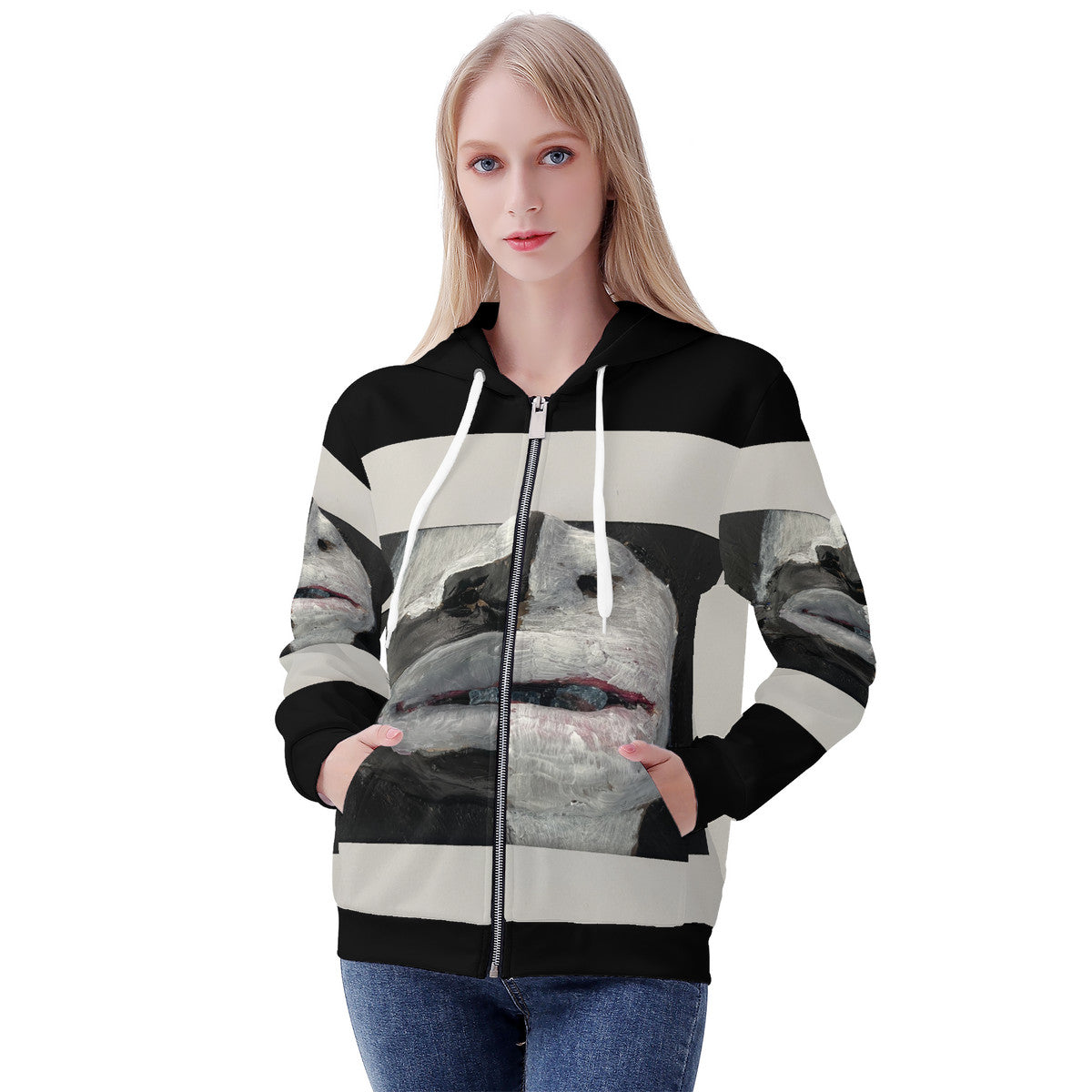The Warrior - Original Artwork by Craig Davoll - Women's All Over Print Zip Hoodie