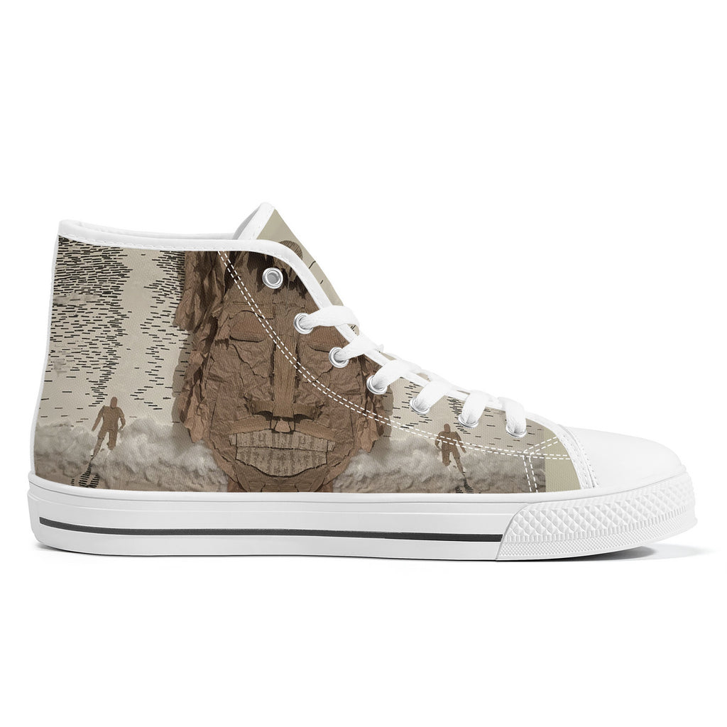 Midnight Run - Original artwork by Craig Davoll - FWS High-Top Canvas Shoes With Customized Tongue - White