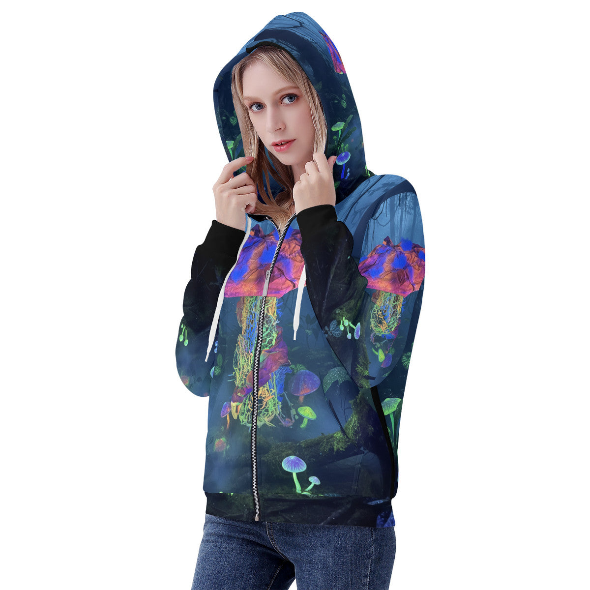 Mycel - Original Art by Craig Davoll - Women's All Over Print Zip Hoodie