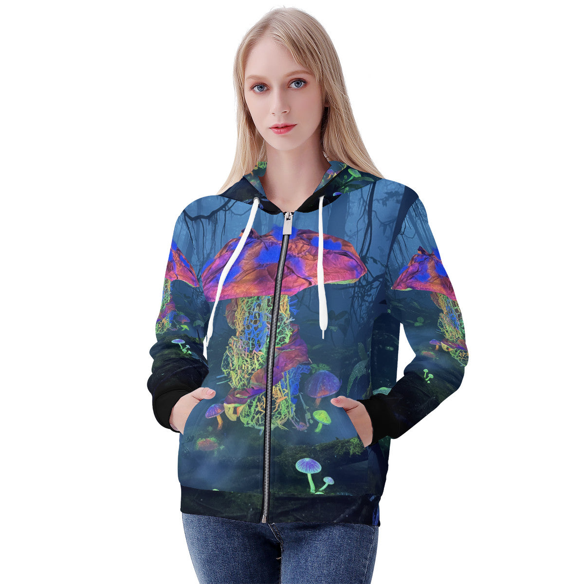 Mycel - Original Art by Craig Davoll - Women's All Over Print Zip Hoodie