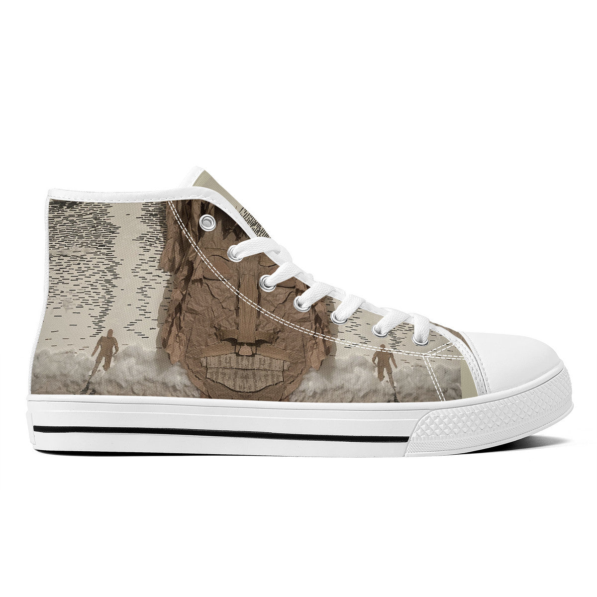 Midnight Run - Original artwork by Craig Davoll - FWS High-Top Canvas Shoes With Customized Tongue - White
