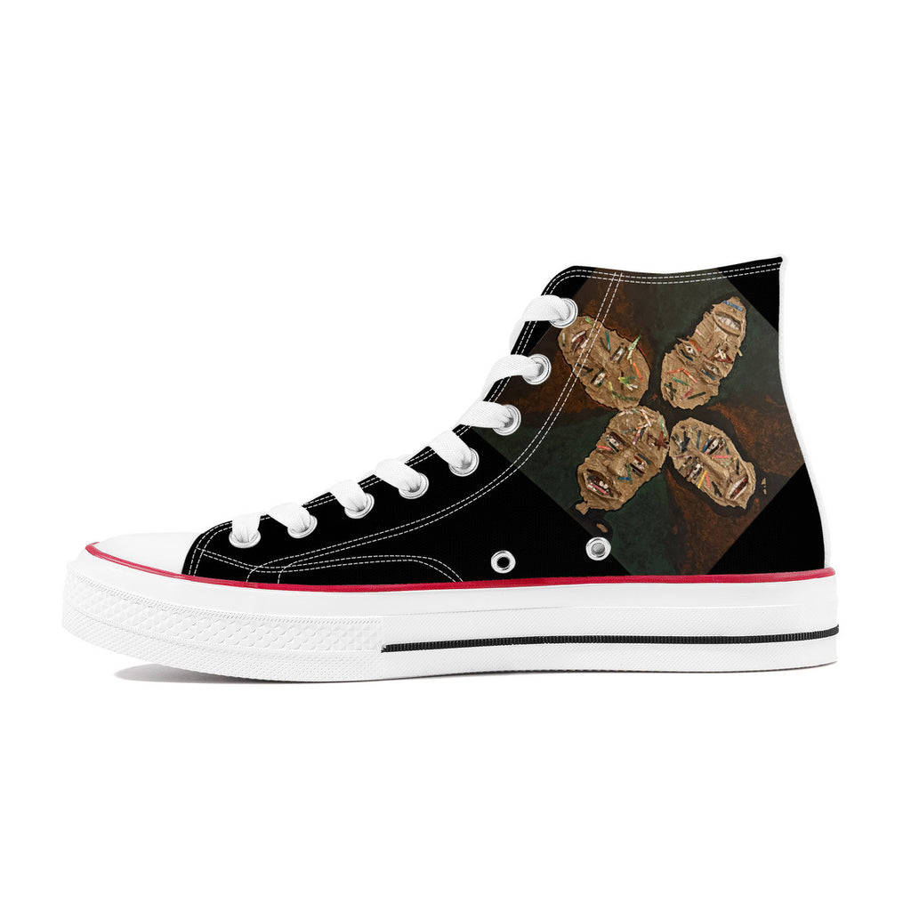 Four as One - Original artwork by Craig Davoll - D70 High Top Canvas Shoes - White