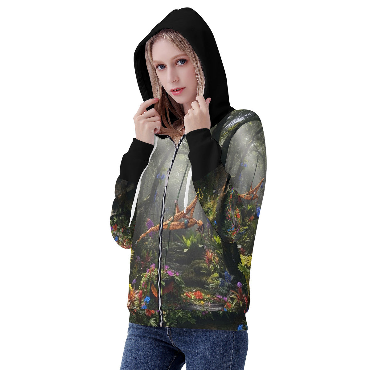 Strength and Beauty On Display - Original Art by Craig Davoll - Women's All Over Print Zip Hoodie