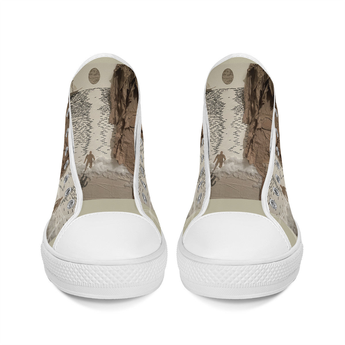 Midnight Run - Original artwork by Craig Davoll - FWS High-Top Canvas Shoes With Customized Tongue - White