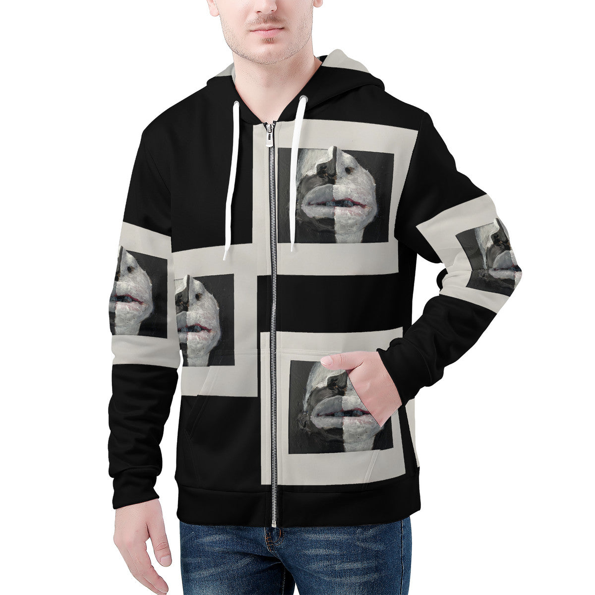 The Warriors - Original Artwork by Craig Davoll -  Men's All Over Print Zip Hoodie