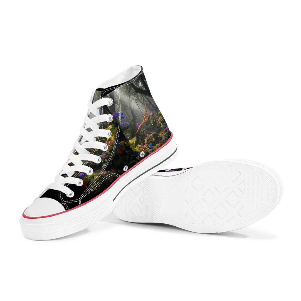 Strength, Power and Beauty on Display - Original Art by Craig Davoll -  High Top Canvas Shoes - White