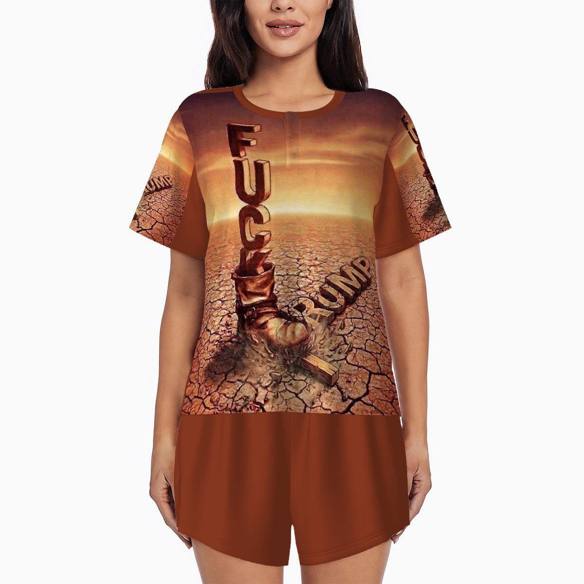 Fu*k Trump - Original Artwork by Craig Davoll - Women's Summer Round Neck Pajamas