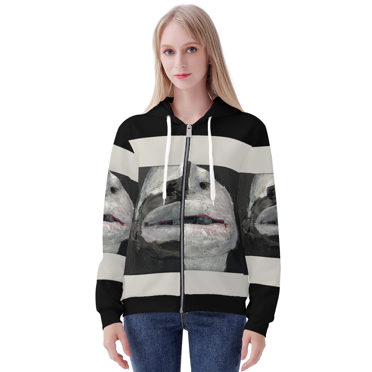 The Warrior - Original Artwork by Craig Davoll - Women's All Over Print Zip Hoodie