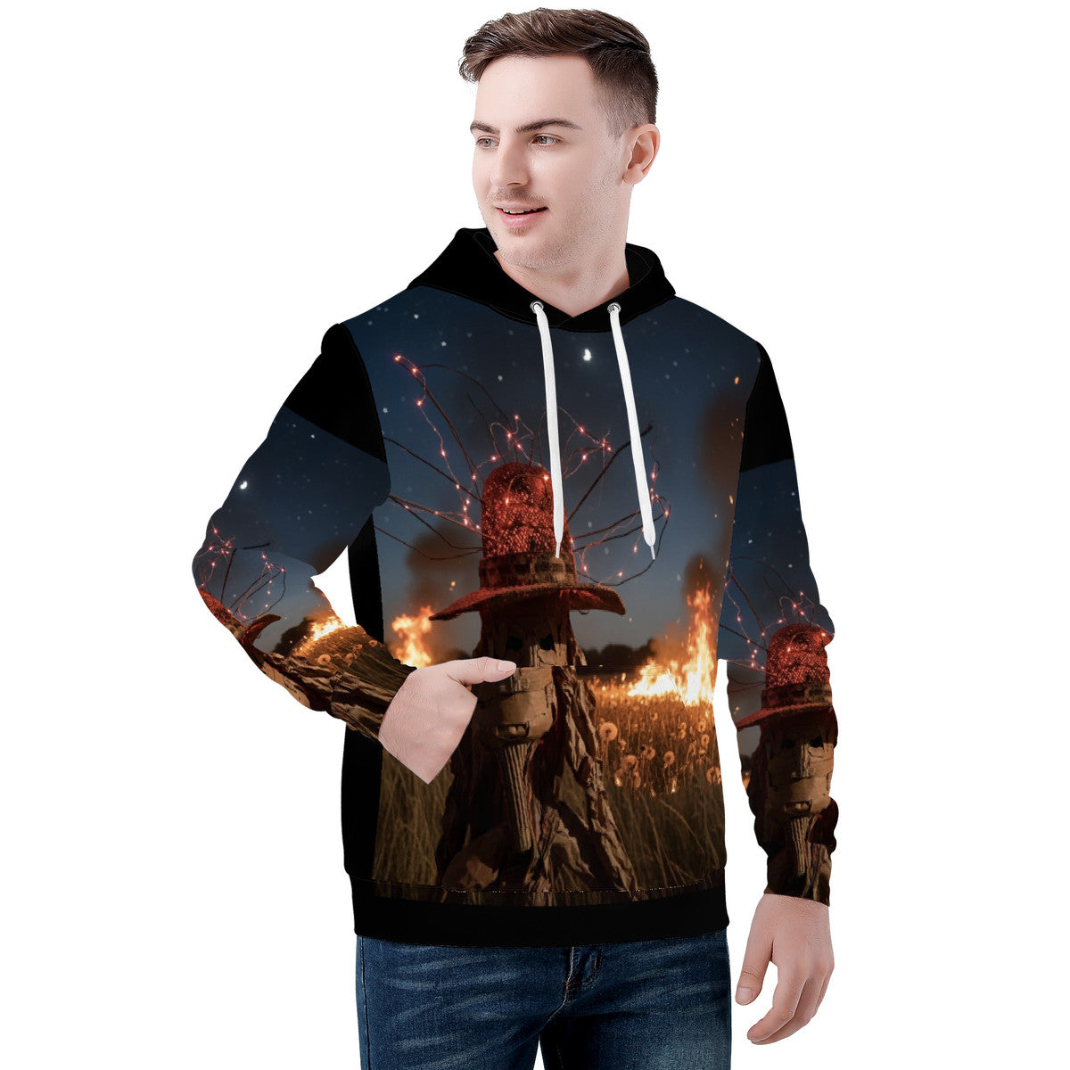 Dan D. Lion - Fire - Original Artwork by Craig Davoll -  Men's All Over Print Hoodie