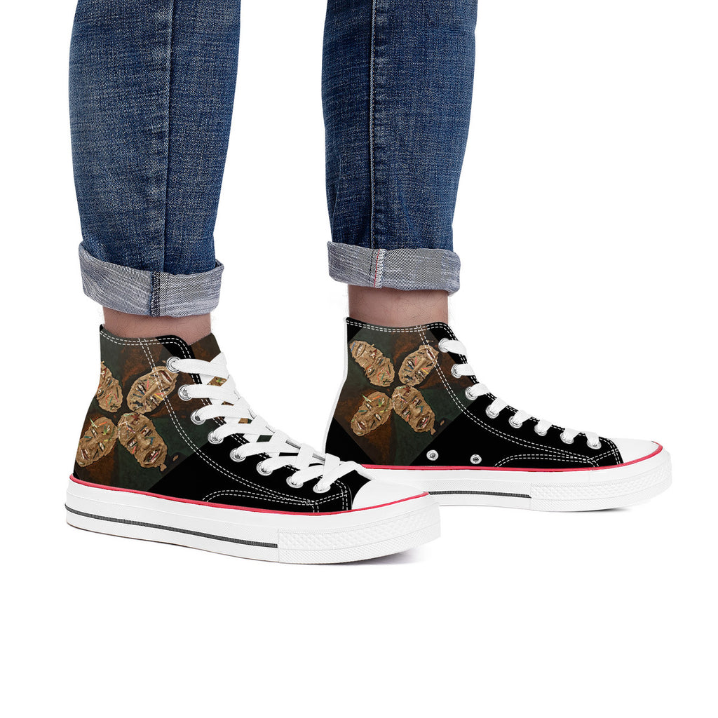 Four as One - Original artwork by Craig Davoll - D70 High Top Canvas Shoes - White