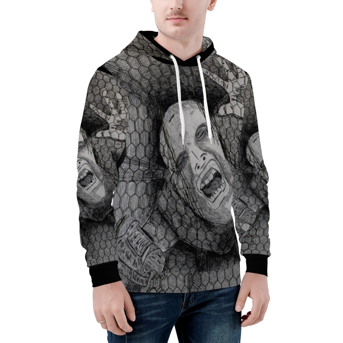 Rage - Original Artwork by Craig Davoll - Men's All Over Print Hoodie