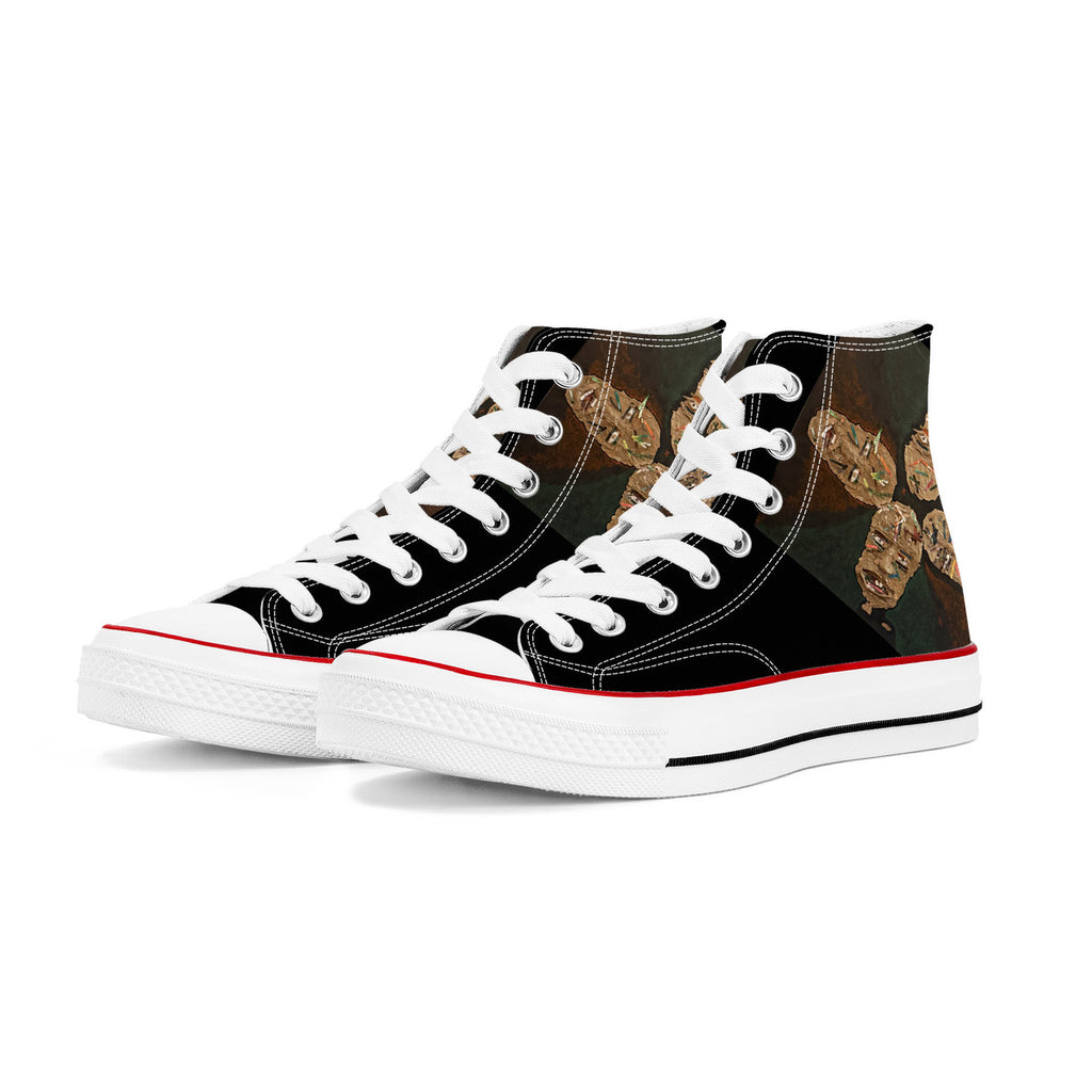 Four as One - Original artwork by Craig Davoll - D70 High Top Canvas Shoes - White