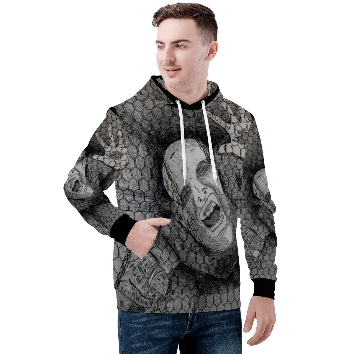 Rage - Original Artwork by Craig Davoll - Men's All Over Print Hoodie
