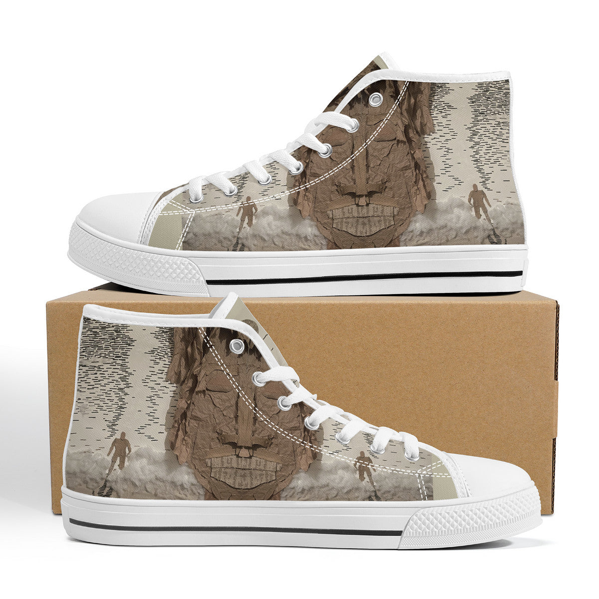 Midnight Run - Original artwork by Craig Davoll - FWS High-Top Canvas Shoes With Customized Tongue - White