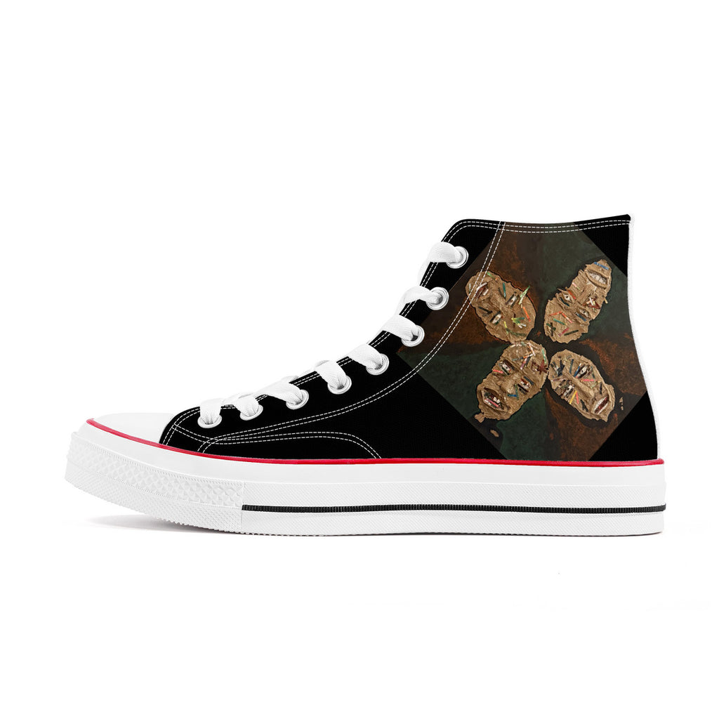 Four as One - Original artwork by Craig Davoll - D70 High Top Canvas Shoes - White