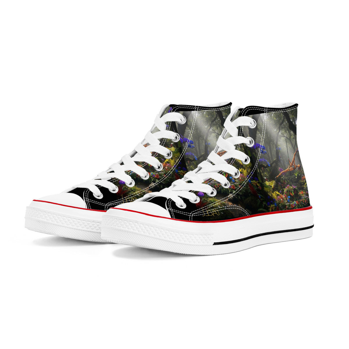 Strength, Power and Beauty on Display - Original Art by Craig Davoll -  High Top Canvas Shoes - White